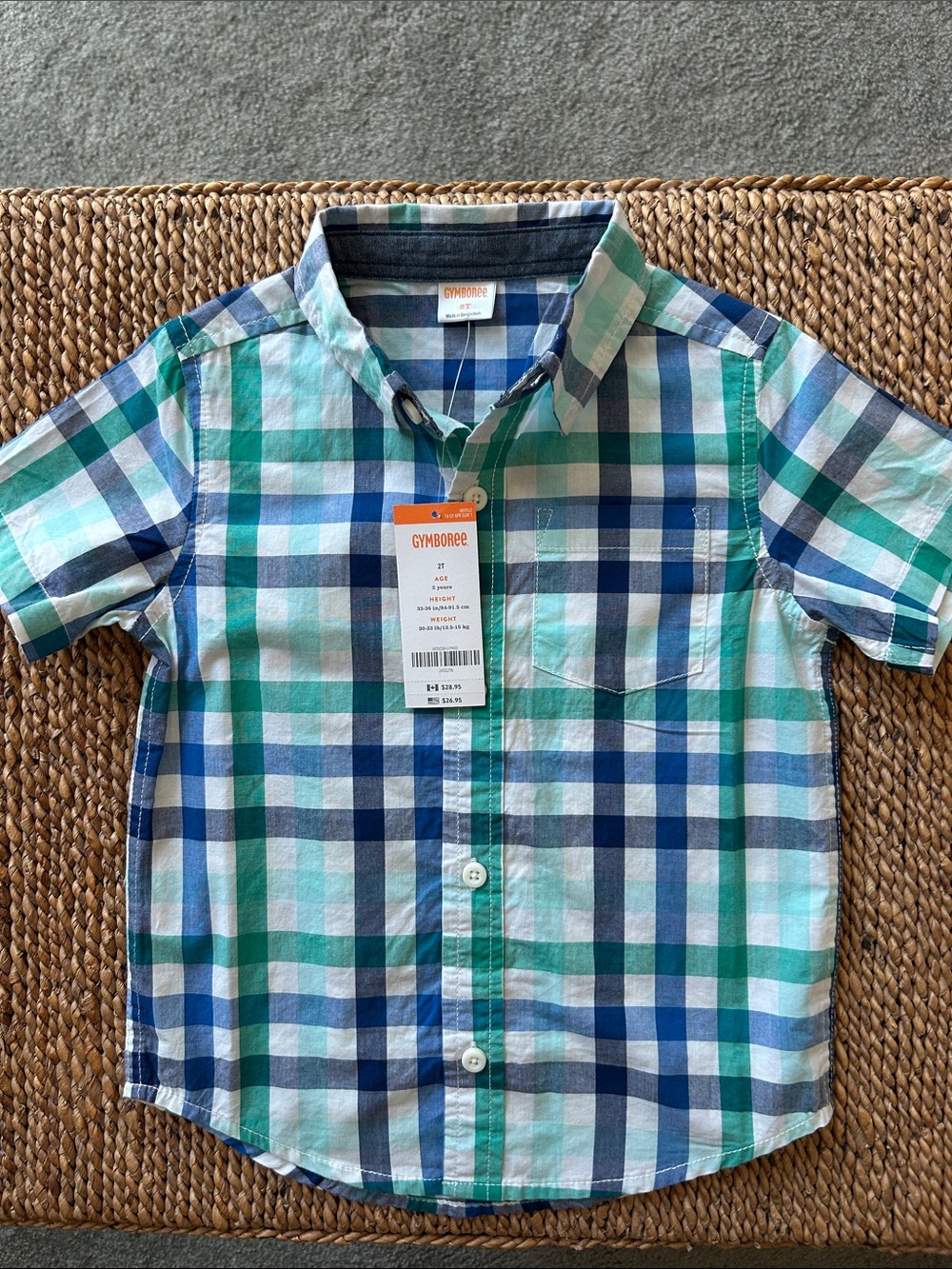 Gymboree Blue & Green Plaid Short-Sleeve Button-Down Shirt
